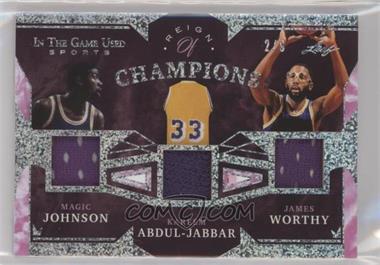 2022 Leaf In The Game Used Sports - Reign Of Champions - Silver Pattern #RC-07 - Magic Johnson, Kareem Abdul-Jabbar, James Worthy /6 [EX to NM]
