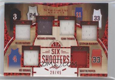 2022 Leaf In The Game Used Sports - Six Shooters - Red Pattern #SS-06 - Allen Iverson, Richard Jefferson, Isiah Thomas, Stephon Marbury, Joe Dumars, Scottie Pippen