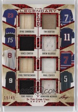 2022 Leaf In The Game Used Sports - The Legendary 200 - Red Pattern #L-20 - Ryne Sandberg, Tim Horton, Vince Carter, Drew Bledsoe, Carl Yastrzemski, Paul Coffey, Tony Parker, Donovan McNabb /45