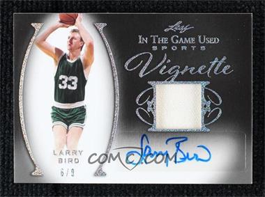 2022 Leaf In The Game Used Sports - Vignette Material Autographs - Silver Pattern #VM-LB1 - Larry Bird /9