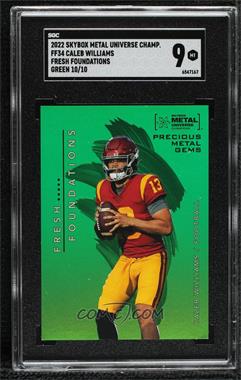 2022 Skybox Metal Universe Champions - Fresh Foundation - Precious Metal Gems Green #FF34 - Caleb Williams /10 [SGC 9 MINT]