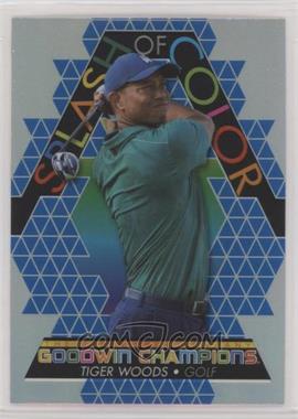 2022 Upper Deck Goodwin Champions - Splash of Color Platinum - Rainbow Blue #SCP20 - Tiger Woods