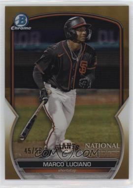 2023 Topps National Convention Wrapper Redemption - Bowman Chrome Baseball - Gold Refractor #MLB-42 - Prospects - Marco Luciano /50
