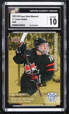 2023 Upper Deck All-Sports Game Dated Moments - [Base] - Gold #1 - (Jan. 2, 2023) - Connor Bedard Sets Team Canada World Juniors Records [CGC 10 Gem Mint]