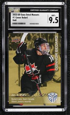 2023 Upper Deck All-Sports Game Dated Moments - [Base] - Gold #1 - (Jan. 2, 2023) - Connor Bedard Sets Team Canada World Juniors Records [CGC 9.5 Mint+]