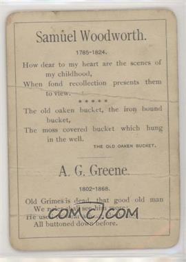 1900s-1930s Anonymous Poetry Game Cards - [Base] - Red Playing Card Back #SWAG - Samuel Woodworth, A.G. Greene [Poor to Fair]