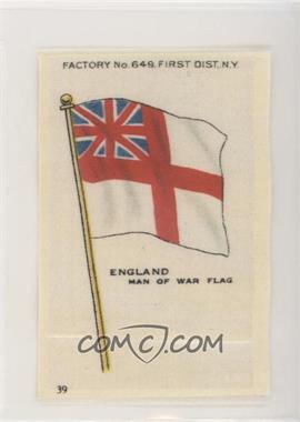 1910 ATC Flags of the World Silks - Tobacco S33 - Card Number/No Company Factory 649 First Dist NY #39 - England (Man of War)