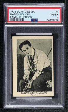 1922-23 Boys' Cinema Famous Heroes - [Base] #4 - Harry Houdini [PSA 4 VG‑EX]