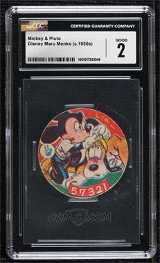 1930s-1980s Miscellaneous Non-Sports Round Menko - [Base] #57321 - Mickey Mouse, Pluto [CGC 2 Good]