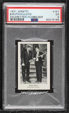 1930s Josetti-Filmbilder - Tobacco Series 1 #151 - Babe Ruth, Harold Lloyd [PSA 5 EX]