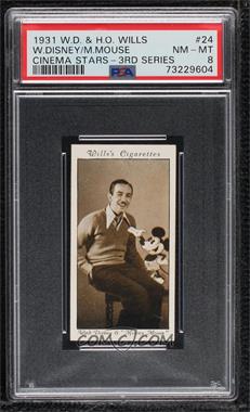 1931 Wills Cinema Stars Series 3 - Tobacco [Base] #24 - Walt Disney and "Mickey Mouse" [PSA 8 NM‑MT]