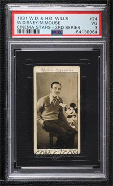 1931 Wills Cinema Stars Series 3 - Tobacco [Base] #24 - Walt Disney and "Mickey Mouse" [PSA 3 VG]