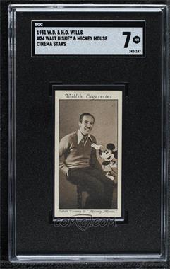 1931 Wills Cinema Stars Series 3 - Tobacco [Base] #24 - Walt Disney and "Mickey Mouse" [SGC 7 NM]
