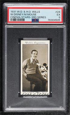 1931 Wills Cinema Stars Series 3 - Tobacco [Base] #24 - Walt Disney and "Mickey Mouse" [PSA 5 EX]