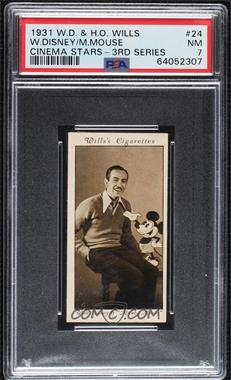 1931 Wills Cinema Stars Series 3 - Tobacco [Base] #24 - Walt Disney and "Mickey Mouse" [PSA 7 NM]