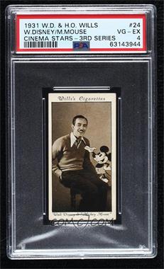 1931 Wills Cinema Stars Series 3 - Tobacco [Base] #24 - Walt Disney and "Mickey Mouse" [PSA 4 VG‑EX]