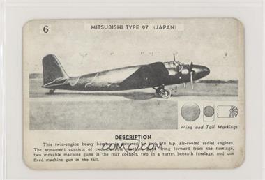 1941 The East New York Savings Bank Aircraft Identification Cards - [Base] #6 - Mitsubishi Type 97
