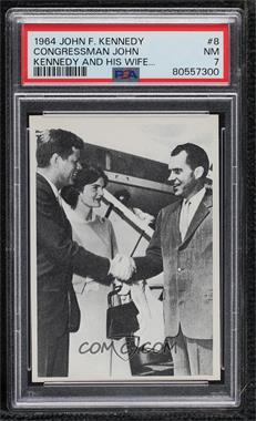 1964 Topps The Story of John F. Kennedy - [Base] #8 - John F. Kennedy, Jacqueline Kennedy, Richard Nixon [PSA 7 NM]