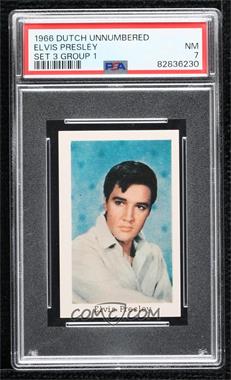 1966-68 Dutch Gum TV66-TV68 Popbilder Unnumbered Series - [Base] #_ELPR.4 - Elvis Presley (Portrait w/ White Jacket) [PSA 7 NM]