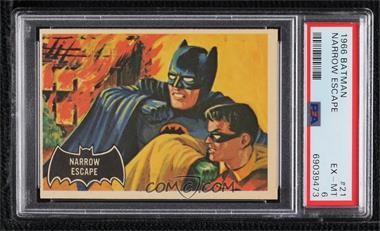 1966 O-Pee-Chee Batman Black Bat - [Base] #21 - Narrow Escape [PSA 6 EX‑MT]