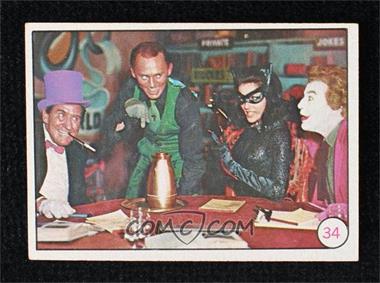 1966 Topps Batman Bat Laffs - [Base] #34.1 - Penguin, Riddler, Catwoman, The Joker (No Movie Promo on Back)