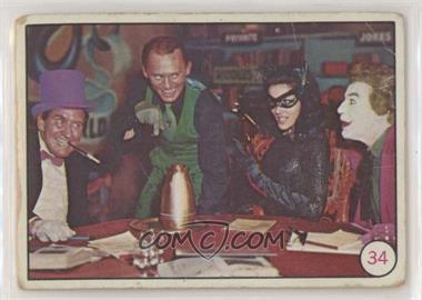 1966 Topps Batman Bat Laffs - [Base] #34.2 - Penguin, Riddler, Catwoman, Joker (Movie Promo on Back) [Poor to Fair]