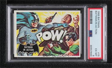 1966 Topps Batman Black Bat - [Base] #15 - Batman In Action [PSA 6 EX‑MT]