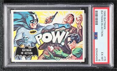 1966 Topps Batman Black Bat - [Base] #15 - Batman In Action [PSA 6 EX‑MT]