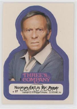 1978 Topps Three's Company - Stickers #27 - Normal Fell is Mr. Roper