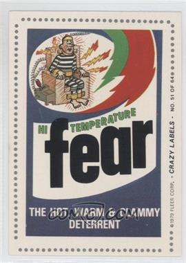 1979 Fleer Crazy Labels - [Base] #51 - fear (Litely Back)