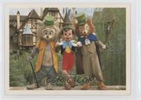 Pinocchio Poses with Two of His Friends, Foul Fellow, and Gideon in Fantasyland