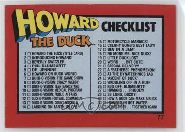 1986 Topps Howard the Duck - [Base] #77 - Checklist