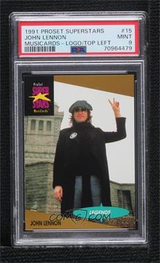 1991-92 Pro Set Super Stars MusiCards - [Base] #15.1 - John Lennon (Logo on Top Left) [PSA 9 MINT]