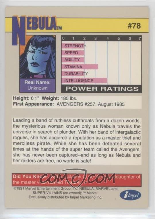 1991 Impel Marvel Universe Series 2 Base 78 Nebula