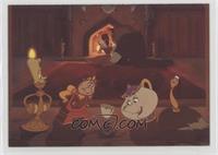 Mrs. Potts, Chip, Lumiere, Cogsworth, Belle, The Beast