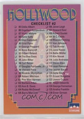 1991 Starline Hollywood Walk of Fame - [Base] #249 - Checklist - Cards 85-168