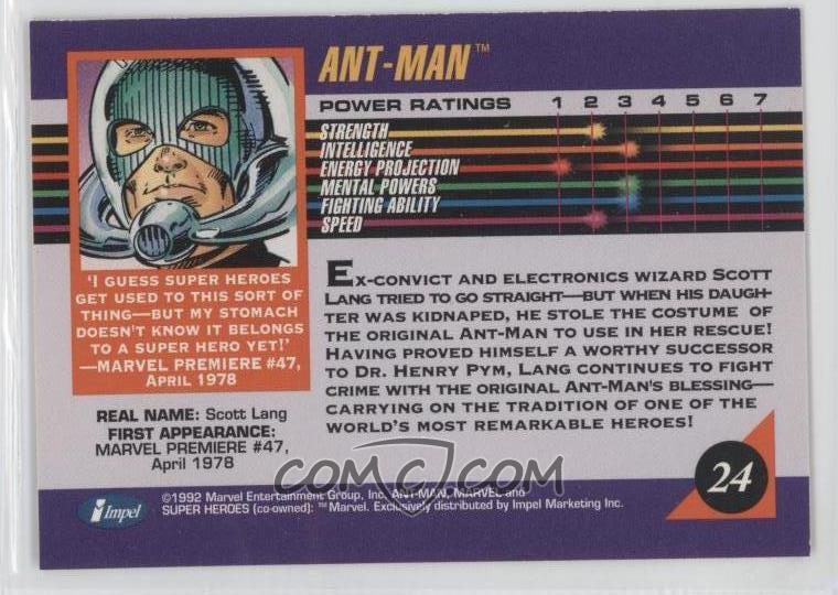 1992 Impel Marvel Universe Series 3 Base 24 Ant Man 1992 Impel Marvel Universe Series 3 Base 24 Ant Man