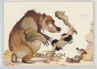Bear Watching Caveman Threaten Cub [Noted]