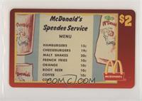 McDonald's Speedee Service Menu 1 - 1953 McDonald's Menu #/6,100