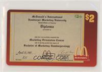 Hamburger University Diploma - Marketing Orientation Course #/6,100