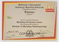 Hamburger University Diploma - Marketing Orientation Course