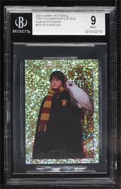 2001 Panini Harry Potter and the Philosopher's Stone Album Stickers - [Base] #203 - Harry Potter & Hedwig (Sparkle Foil) [BGS 9 MINT]