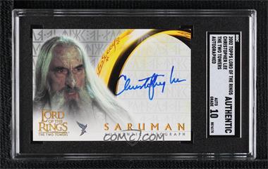 2002 Topps The Lord of the Rings The Two Towers - Autographs #_CHLE - Christopher Lee as Saruman [SGC Authentic]