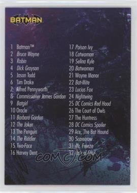 2012-13 Cryptozoic DC Batman: The Legend - [Base] #63 - Checklist