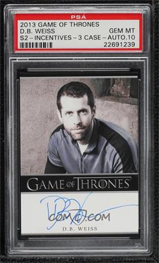 2013 Rittenhouse Game of Thrones Season 2 - Bordered Autographs #_DBWE - D.B. Weiss (3-Case Incentive) [PSA 10 GEM MT]