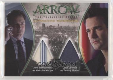 2015 Cryptozoic Arrow Season 1 - Dual Authentic Wardrobe #DM3 - John Barrowman as Malcolm Merlyn, Colin Donnell as Tommy Merlyn