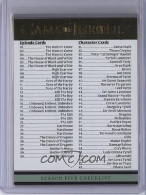 2016 Rittenhouse Game of Thrones Season 5 - [Base] - Gold Foil #100 - Checklist /150