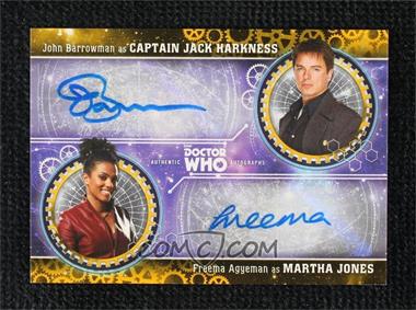 2018 Topps Doctor Who Signature Series - Dual Autographs - Gold #DWDA-AB - John Barrowman as Captain Jack Harkness, Freema Agyeman as Martha Jones /1