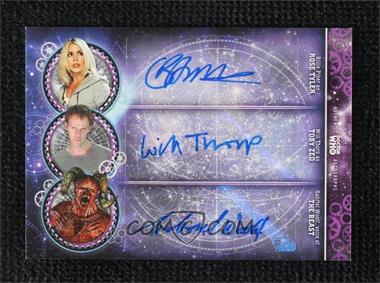 2018 Topps Doctor Who Signature Series - Triple Autographs #DWTA-PTW - Billie Piper as Rose Tyler, Will Thorp as Toby Zed, Gabriel Woolf as Voice of The Beast /3