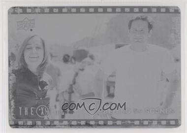 2019 Upper Deck X-Files: UFOs and Aliens - Behind the Scenes - Printing Plate Black #BTS-8 - Gillian Anderson and David Duchovny /1